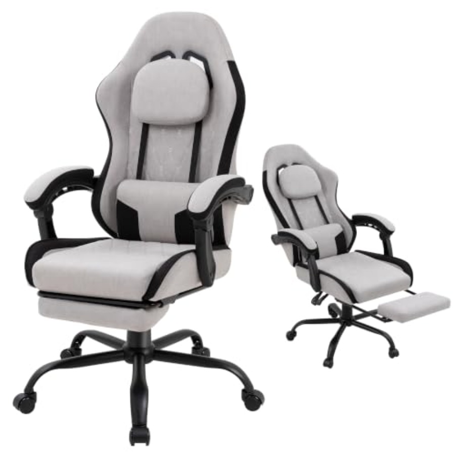 Gaming & Esports District - Gaming Chair for Adults: Fabric, Grey,